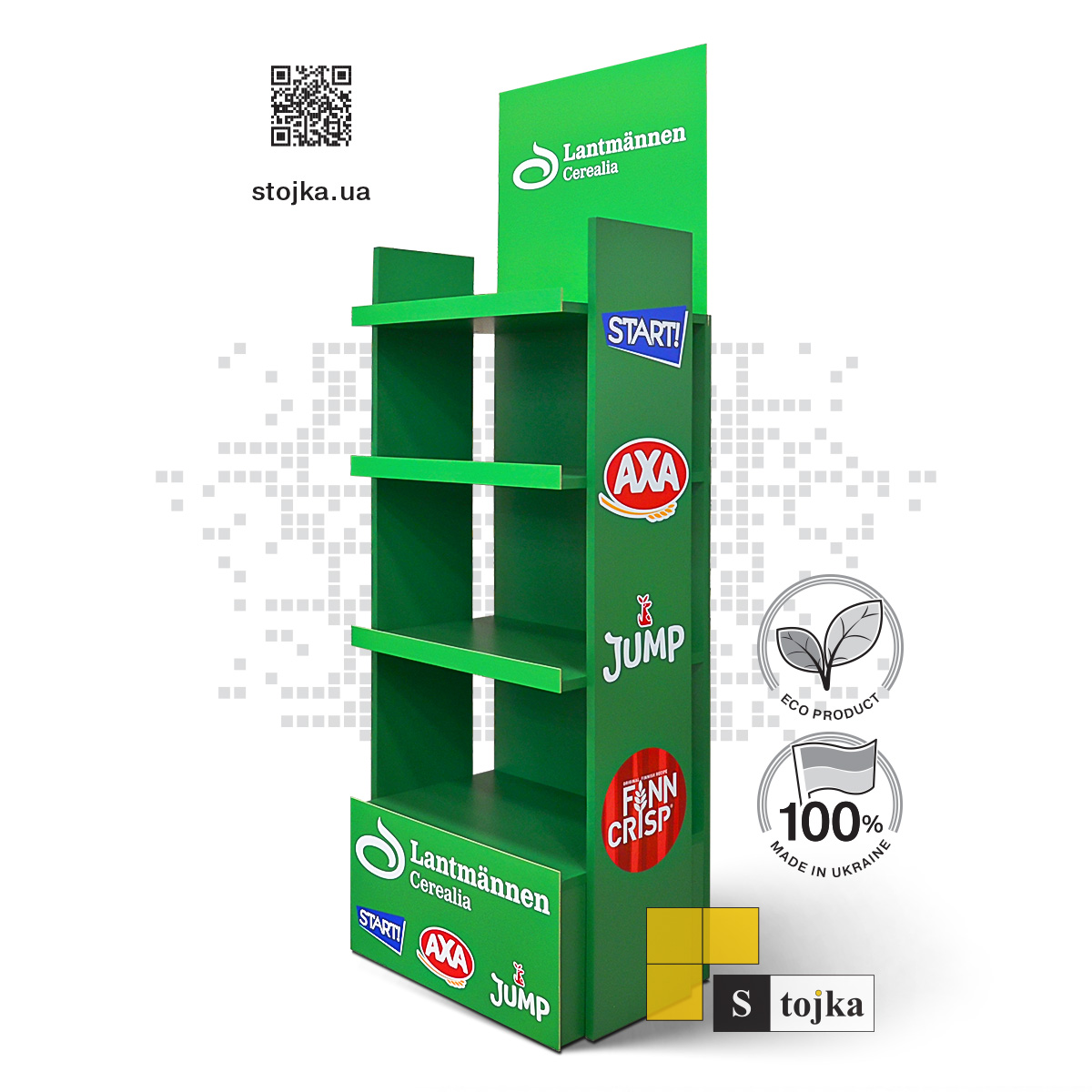 Торгова стійка для пластівців, снеків, сухариків і хлібців